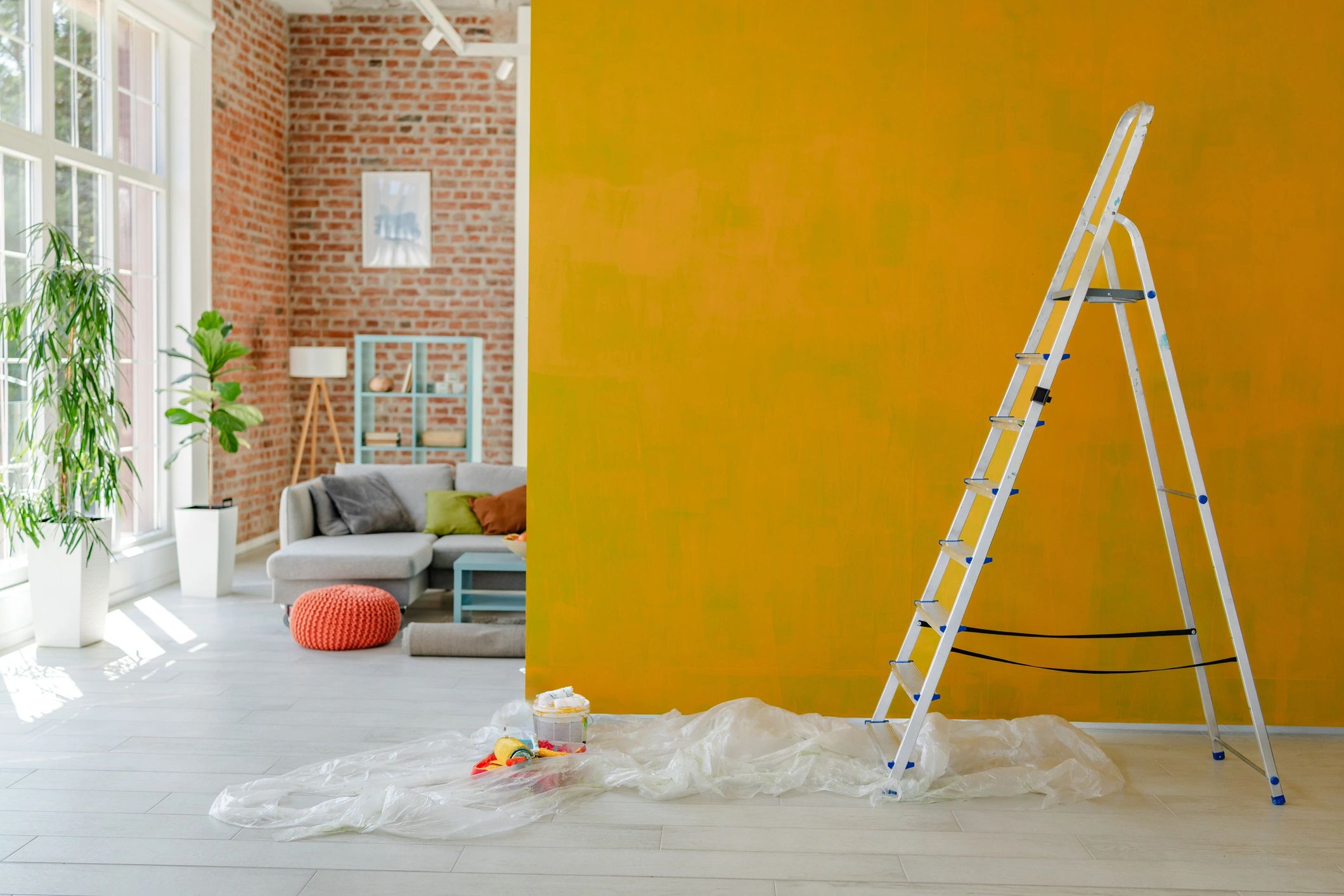 Home renovation space showing work in progress and updated interior