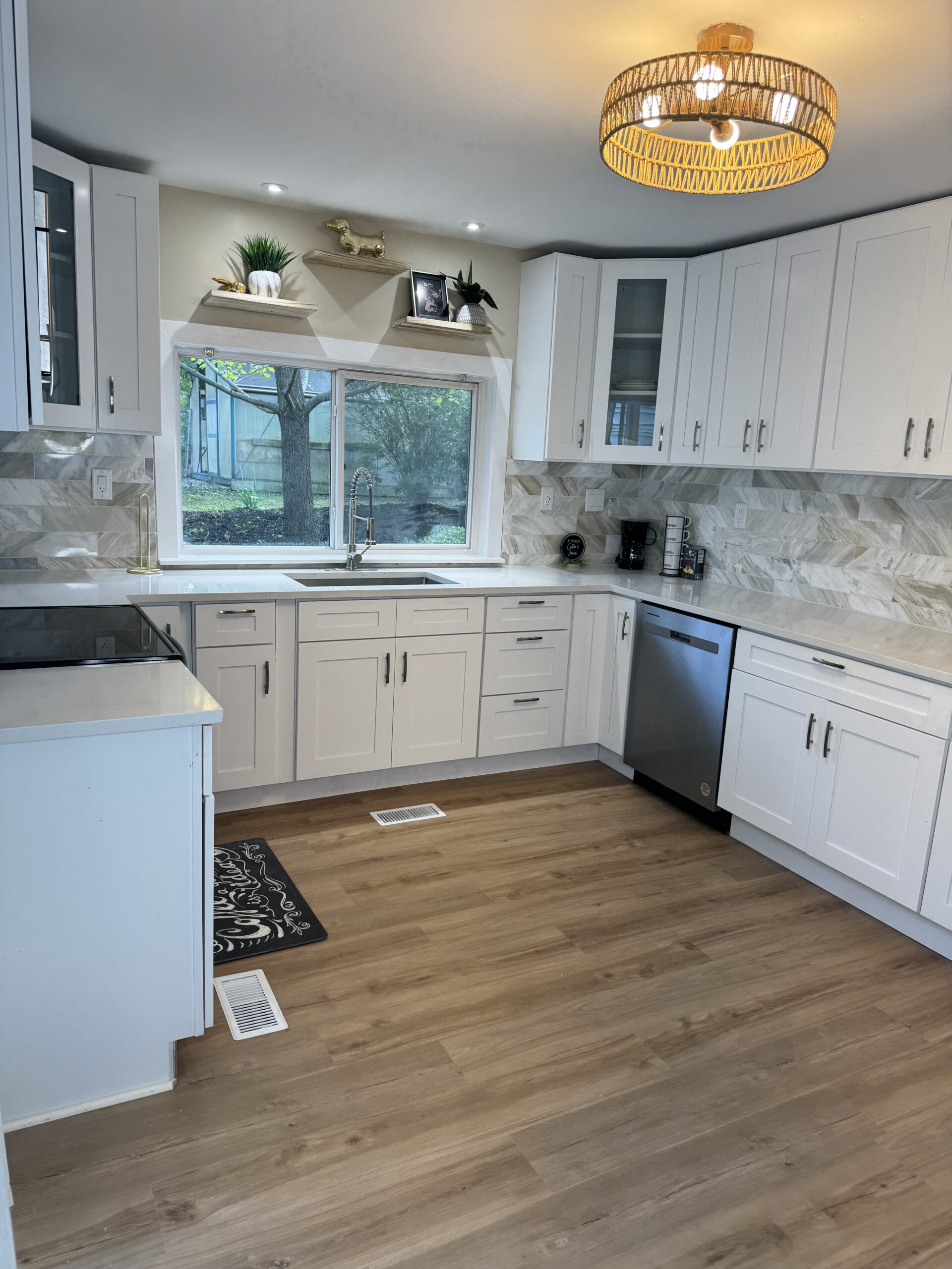 Basement or interior remodel showing completed finish details